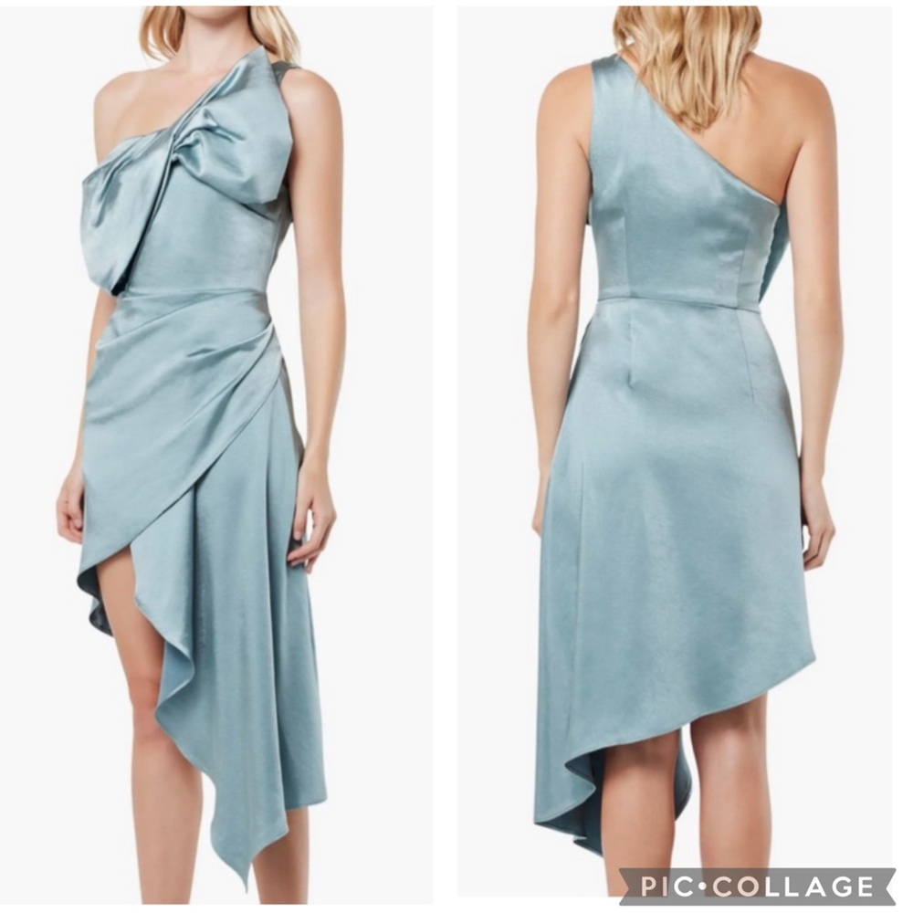 Elliatt Asymmetrical One-Shoulder Mini Dress in Light Blue - Picture 2 of 14
